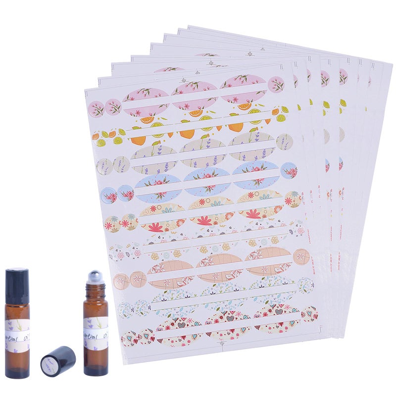 XINGZI 10 Sheets Oval & Round DIY Creative Waterproof Colorful Essential Oils Bottle Labels Cap Stickers Multiple Perfume Bottle Cap Lid Stickers to Keep Organized - Image 1